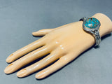 Gigantic Native American Navajo Signed Spiderweb Turquoise Sterling Silver Bracelet-Nativo Arts