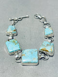 Sparkling Native American Navajo Pilot Mountain Turquoise Sterling Silver Bracelet-Nativo Arts