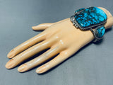 Best Vintage Native American Navajo Blue Diamond Turquoise Bsterling Silver Bracelet-Nativo Arts