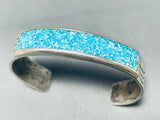 Brilliant Vintage Native American Navajo Turquoise Chip Inlay Sterling Silver Bracelet-Nativo Arts