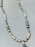 Outstanding Vintage Native American Zuni Kingman Turquoise Sterling Silver Necklace-Nativo Arts