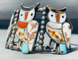 One Of The Best Vintage Native American Zuni Owl Inlay Sterling Silver Bracelet-Nativo Arts
