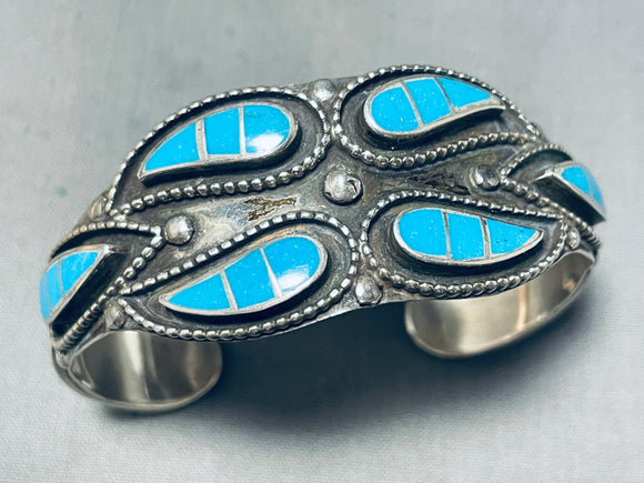 One Of The Coolest Vintage Native American Zuni Turquoise Sterling Silver Bracelet-Nativo Arts