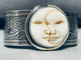 Moon And Sun Vintage Sterling Silver Hand Tooled Bracelet Cuff-Nativo Arts