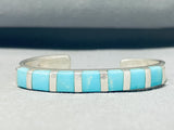 Breathtaking Vintage Native American Navajo 7 Blue Gem Turquoise Sterling Silver Bracelet-Nativo Arts