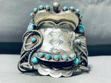 Gasp! Turquoise Saddle Native American Navajo Sterling Silver Bracelet Cuff-Nativo Arts