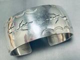 Ceremony Dancers!! Vintage Native American Navajo Hand Tooled Sterling Silver Bracelet-Nativo Arts