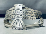 Authentic Native American Navajo Sterling Silver Eagle Bracelet-Nativo Arts
