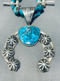 Superior Native American Navajo Signed Blue Diamond Turquoise Sterling Silver Squash-Nativo Arts