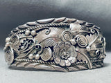 Detailed Leaf Jungle Vintage Native American Navajo Sterling Silver Bracleet-Nativo Arts
