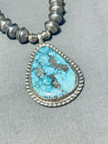 Fabulous Vintage Native American Navajo Pilot Mountain Turquoise Sterling Silver Necklace-Nativo Arts