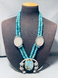 275 Grams Native American Navajo Turquoise Sterling Silver Naja Necklace-Nativo Arts