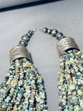 686 Grams Vintage Native American Navajo Green Turquoise Sterling Silver Tubule Necklace-Nativo Arts