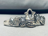 Native American So Detailed!! Vintage Navajo Pottery Sterling Silver Bracelet Cuff-Nativo Arts