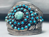 Glorious Vintage Southwest Eyes Of Turquoise Sterling Silver Bracelet-Nativo Arts
