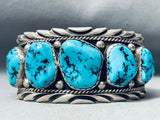 Heavy 78 Grams Vintage Native American Navajo Chunky Turquoise Sterling Silver Bracelet-Nativo Arts