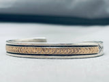 Excellent Vintage Native American Navajo Sterling Silver And 14k Gold Bracelet-Nativo Arts