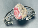 Rhodochrosite Fab Vintage Native American Navajo Sterling Silver Bracelet Cuff-Nativo Arts