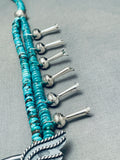 Gorgeous Native American Navajo Turquoise Sterling Silver Buttefly Squash Blossom Necklace-Nativo Arts