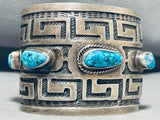 One Of The Best Ever Vintage Native American Navajo Geomtric Sterling Silver Turquoise Bracelet-Nativo Arts