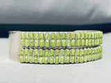 One Of The Most Unique Vintage Native American Zuni Gaspeite Inlay Sterling Silver Bracelet-Nativo Arts