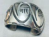 97 Grams Heavy Monster Vintage Native American Navajo Wave Sterling Silver Bracelet - Wow!-Nativo Arts