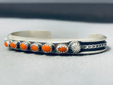 Accenting Gorgeous Native American Zuni Coral Sterling Silver Bracelet Cuff-Nativo Arts
