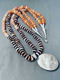 Herm Lee Best Vintage Navajo Shell Jet Sterling Silver Necklace-Nativo Arts