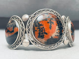 Cross In The Petrified Wood Vintage Native American Navajo Sterling Silver Bracelet-Nativo Arts