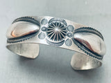 Hand Tooled Vintage Native American Navajo Early 1900's Sterling Silver Bracelet-Nativo Arts