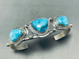 Gorgeous Native American Navajo Old Kingman Turquoise Sterling Silver Bracelet-Nativo Arts
