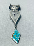 Astonishing Native American Navajo Spiderweb Turquoise Sterling Silver Kachina Pin/ Pendant-Nativo Arts