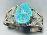 Leaf Flanks Vintage Native American Navajo Old Deposit #8 Turquoise Sterling Silver Bracelet-Nativo Arts