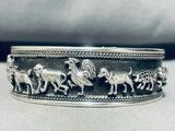 Native American Animal Farm Vintage Sterling Silver Monkey Bracelet Cuff-Nativo Arts