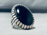 Superior Vintage Native American Navajo Black Onyx Sterling Silver Colossal Ring-Nativo Arts