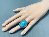 Robert Leekya Native American Zuni Channel Sleeping Beauty Turquoise Sterling Silver Ring-Nativo Arts