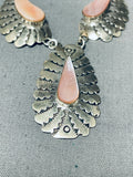 Dropdead Gorgeous Vintage Native American Navajo Pink Shell Sterling Silver Necklace-Nativo Arts