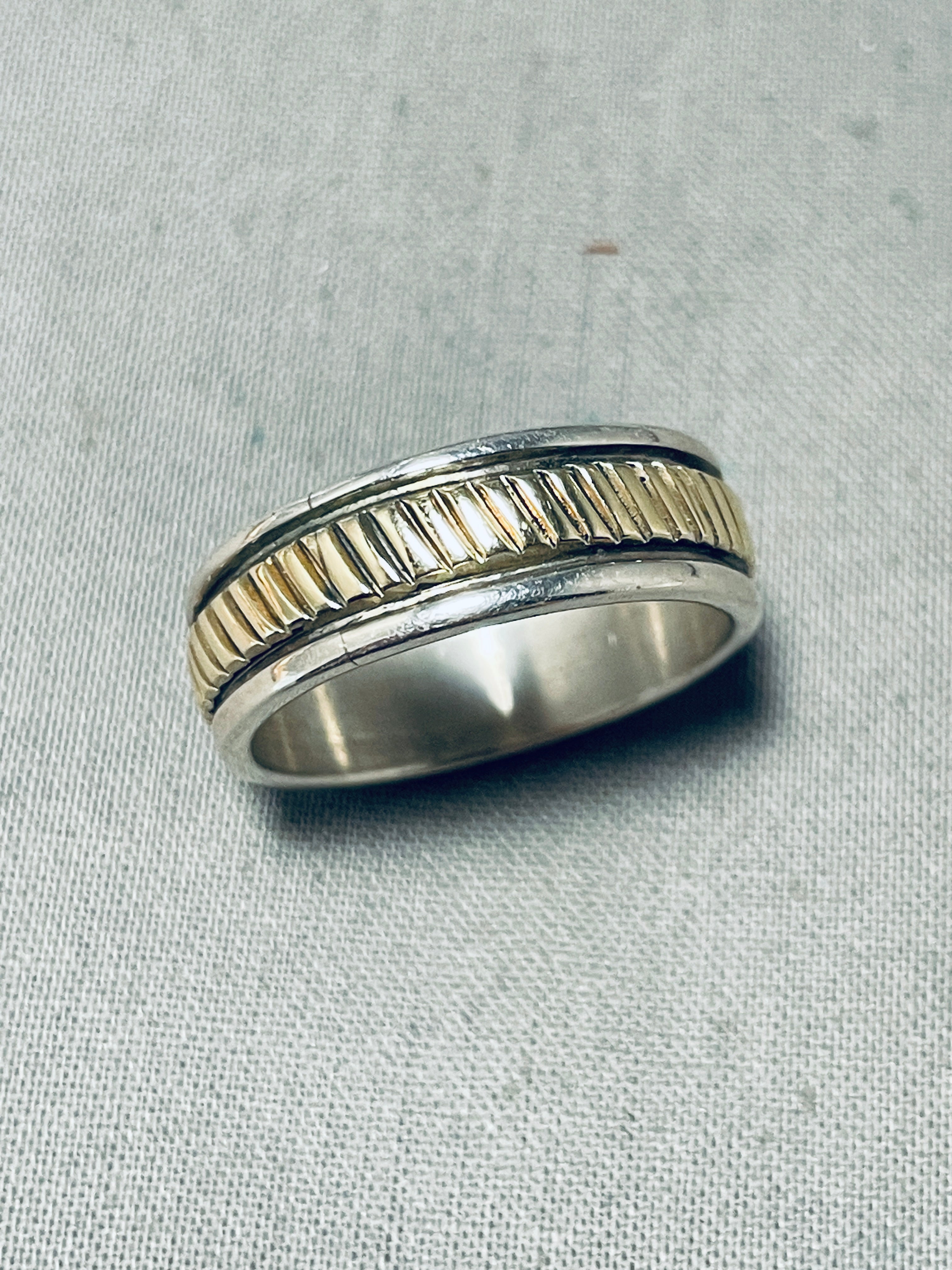 Bruce Morgan Vintage Native American Navajo 14k Gold Sterling