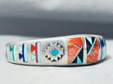 6.5-inch Wrist, Unique Inlay Vintage Native American Navajo Sterling Silver Bracelet-Nativo Arts