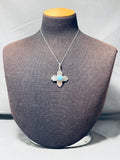 Robert Yellowhorse Native American Navajo Blue Gem Turquoise Sterling Silver Zia Necklace-Nativo Arts