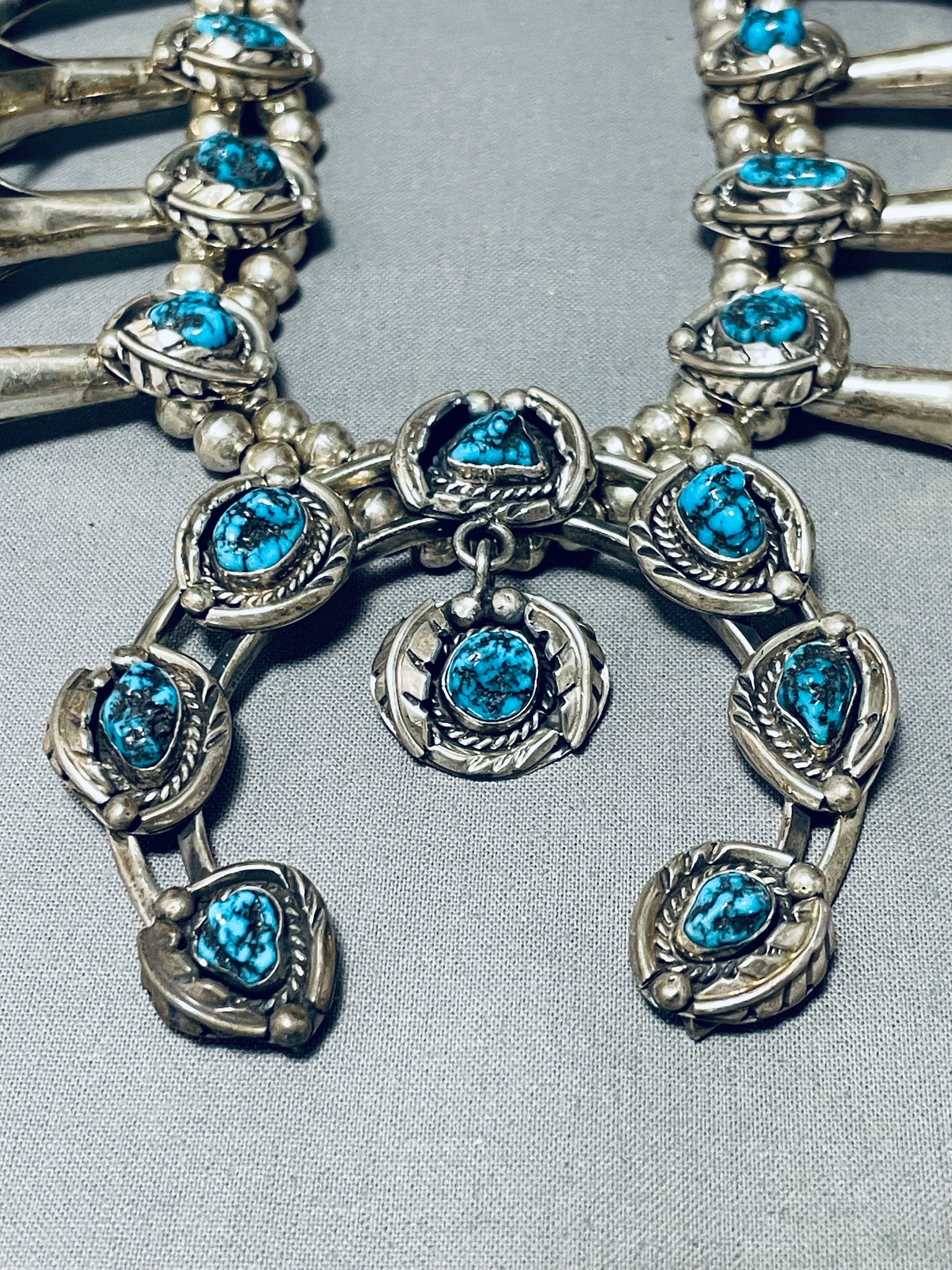 Circa 1930's Sterling Silver Turquoise Squash Blossom Neckla | Minor  Jewelry Inc. | Nashville, TN