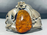 One Of The Best Vintage Native American Navajo Ancient Tree Sap Sterling Silver Bracelet-Nativo Arts