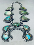 237 Grams!! Chunky Turquoise Vintage Native American Navajo Squash Blossom Necklace Old-Nativo Arts