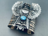 137 Grams Heavy Bird Native American Navajo Turquoise Sterling Silver Bracelet-Nativo Arts