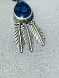 Gorgeous Vintage Native American Navajo Blue Abalone Sterling Silver Necklace-Nativo Arts