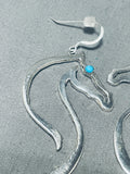 Marvelous Native American Navajo Signed Sleeping Beauty Turquoise Sterling Silver Horse Earrings-Nativo Arts