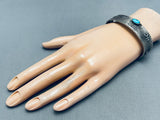 Mario Chavez Vintage Native American Navajo Naja Sterling Silver Turquoise Bracelet-Nativo Arts