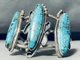 Long Towering Turquoise!! Vintage Native American Navajo Sterling Silver Bracelet-Nativo Arts