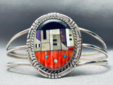 Intricate Pueblo Southwest Vintage Sterling Silver Turquoise Bracelet-Nativo Arts