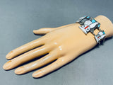 Native American Owl Family!! Vintage Navajo Turquois Einlay Sterling Silver Bracelet Old-Nativo Arts